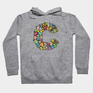 Alphabet Monster Doodle Letter C Monogram Hoodie